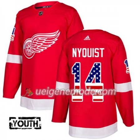 Kinder Eishockey Detroit Red Wings Trikot Gustav Nyquist 14 Adidas 2017-2018 Rot USA Flag Fashion Authentic